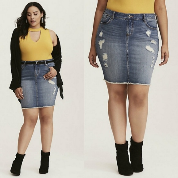 torrid Dresses & Skirts - Torrid Denim Mini Skirt Distressed Medium Wash 20